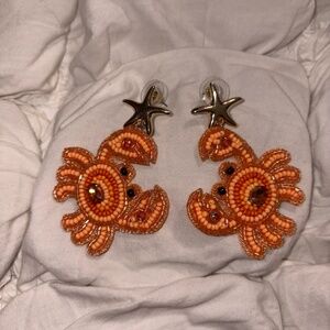 🦀✨ Beaded Crab & Starfish Statement Earrings